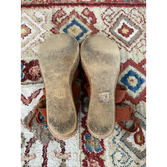 Vintage Free People US 8.5 9 EU 39 Leather Strappy Platform Sandals Cork Heels - Picture 10 of 12